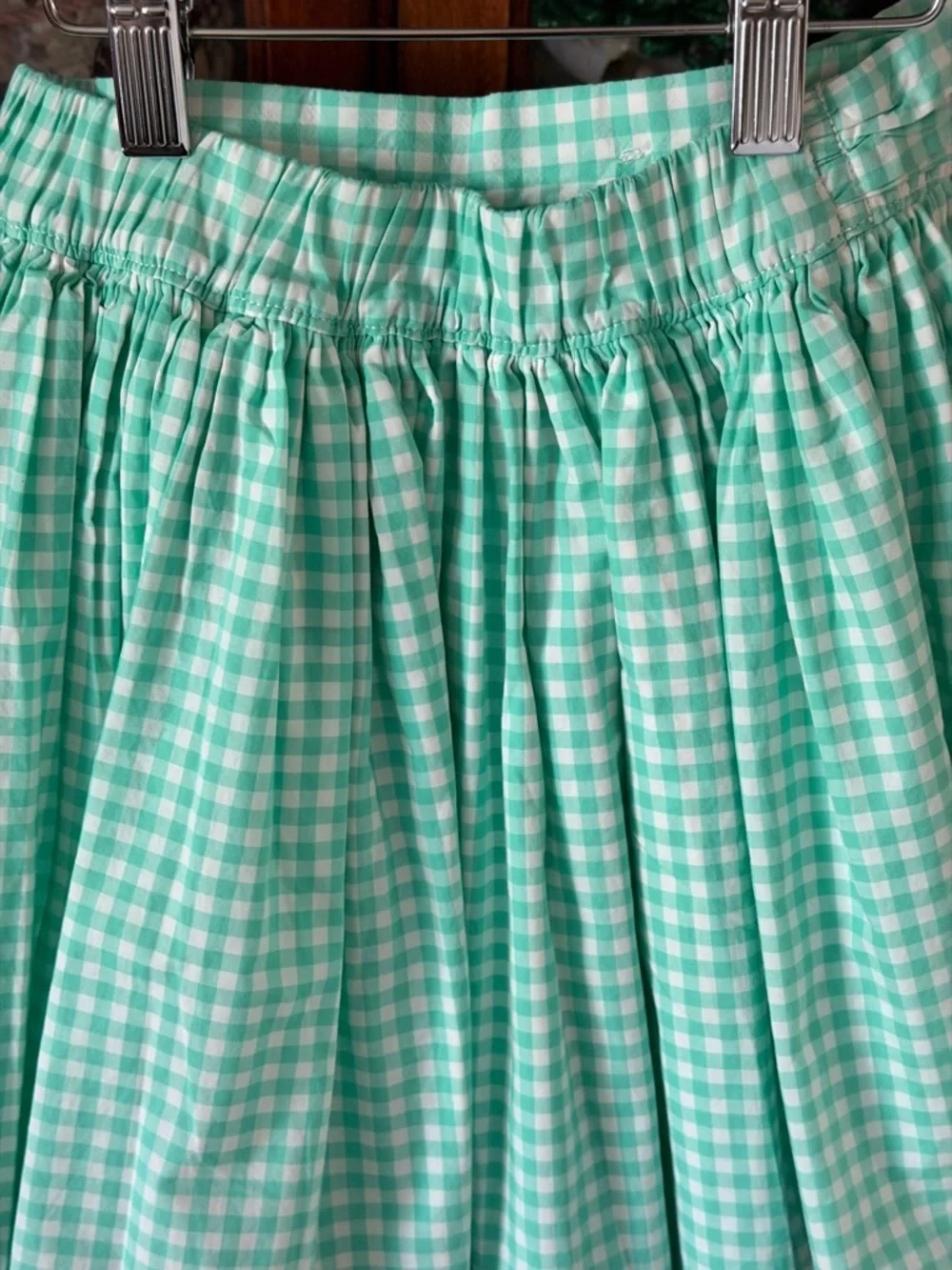 New girls full skirt Teal/aqua Gingham size 7